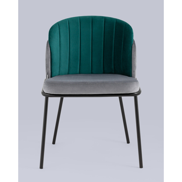 Стул Дабл велюр серый с изумрудной вставкой