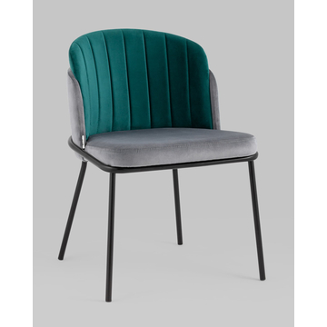 Стул Дабл велюр серый с изумрудной вставкой