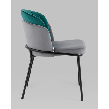 Стул Дабл велюр серый с изумрудной вставкой