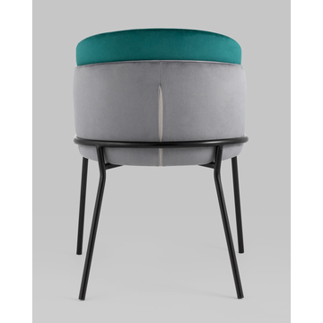 Стул Дабл велюр серый с изумрудной вставкой