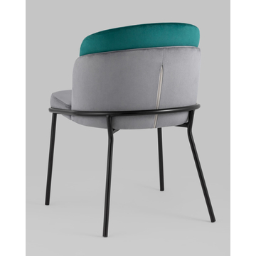 Стул Дабл велюр серый с изумрудной вставкой
