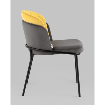 Стул Дабл велюр тёмно-серый с оранжевой вставкой