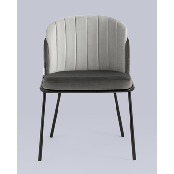 Стул Дабл велюр тёмно-серый со светло-серой вставкой