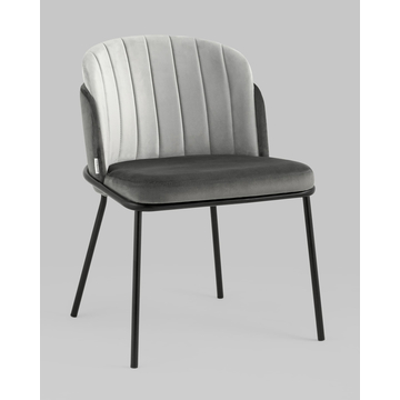 Стул Дабл велюр тёмно-серый со светло-серой вставкой