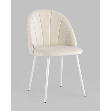 Стул Логан велюр молочный белые ножки