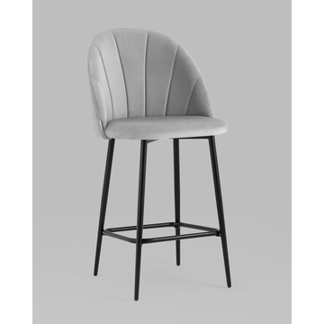 Стул полубарный Логан велюр светло-серый на черных ножках