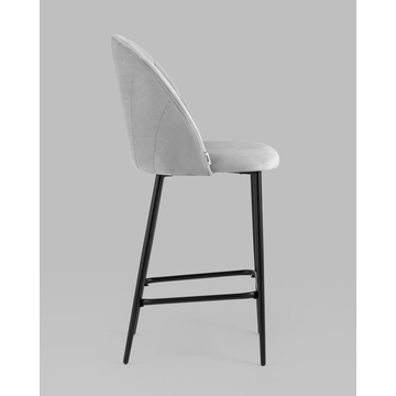 Стул полубарный Логан велюр светло-серый на черных ножках