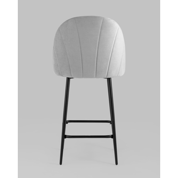 Стул полубарный Логан велюр светло-серый на черных ножках