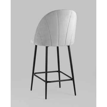 Стул полубарный Логан велюр светло-серый на черных ножках