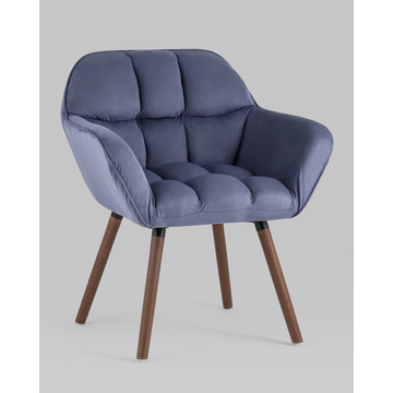 Кресло Брайан синий на деревянных ножках
