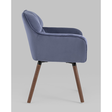 Кресло Брайан синий на деревянных ножках