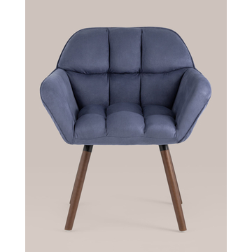 Кресло Брайан синий на деревянных ножках