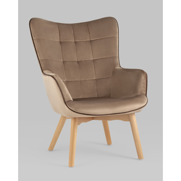 Кресло Манго бежевый с высокой спинкой и подлокотниками