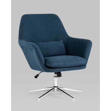 Кресло мягкое Рон синий крутящиеся на одной ножке