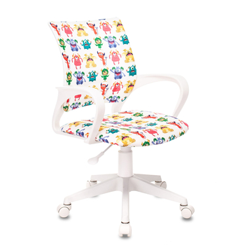 Кресло детское Бюрократ BUROKIDS 1 W мультиколор с принтом геометрия крестовина пластик белый