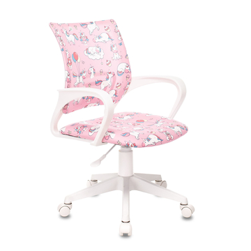 Кресло детское Бюрократ BUROKIDS 1 W розовый с принтом единороги крестовина пластик белый