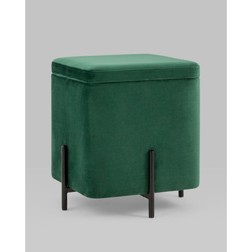 Пуф Грейс квадрат с ящиком велюр зелёный