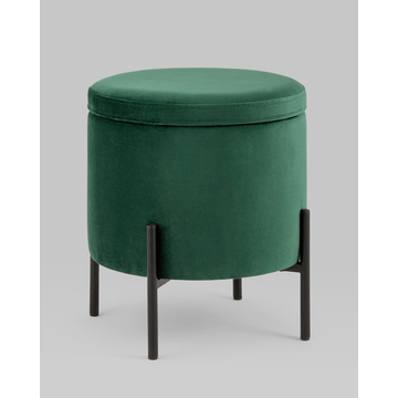 Пуф Грейс с ящиком велюр зелёный