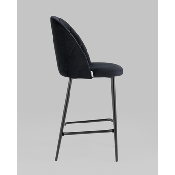 Стул полубарный Логан велюр черный на черных ножках