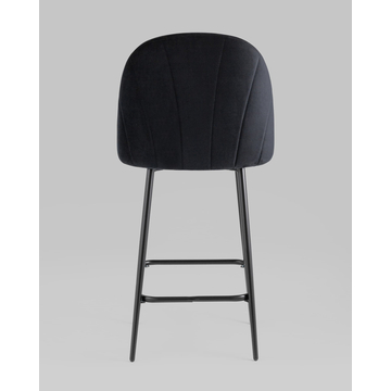 Стул полубарный Логан велюр черный на черных ножках