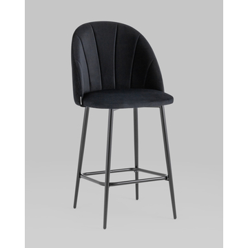 Стул полубарный Логан велюр черный на черных ножках