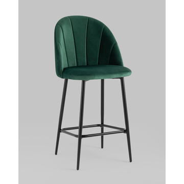 Стул полубарный Логан велюр зелёный на черных ножках