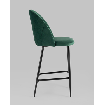 Стул полубарный Логан велюр зелёный на черных ножках