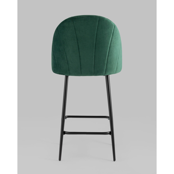 Стул полубарный Логан велюр зелёный на черных ножках