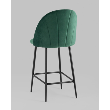 Стул полубарный Логан велюр зелёный на черных ножках