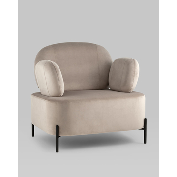 Кресло Кэнди с подлокотниками низкое велюр серо-бежевый