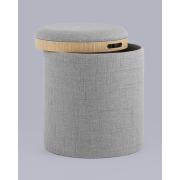 Пуф-столик с ящиком Хюгге S рогожка серый