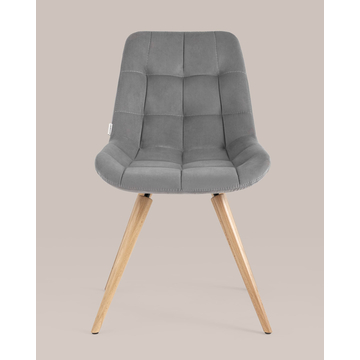 Стул Флекс на деревянных ножках велюр велютто серый