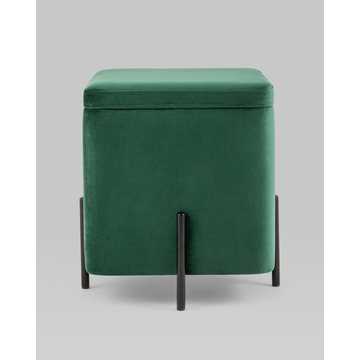 Пуф Грейс квадрат с ящиком велюр зелёный