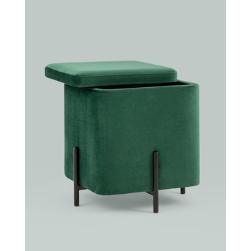 Пуф Грейс квадрат с ящиком велюр зелёный