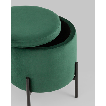 Пуф Грейс с ящиком велюр зелёный