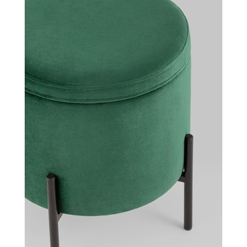 Пуф Грейс с ящиком велюр зелёный