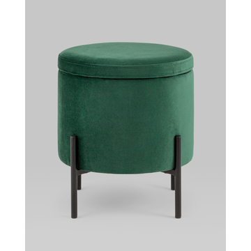 Пуф Грейс с ящиком велюр зелёный