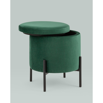 Пуф Грейс с ящиком велюр зелёный