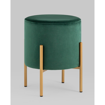 Пуф Кейси велюр зелёный на золотых ножках
