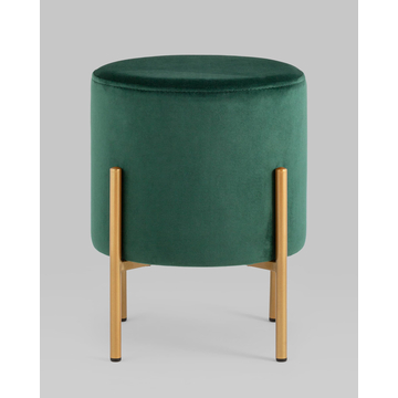 Пуф Кейси велюр зелёный на золотых ножках