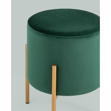 Пуф Кейси велюр зелёный на золотых ножках