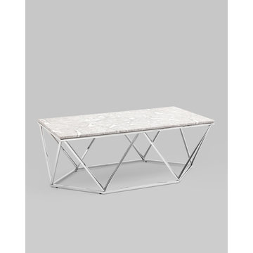 Журнальный столик Авалон 122*66 серый мрамор сталь серебро