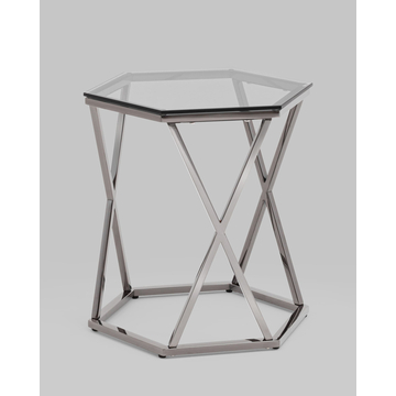 Журнальный столик Круз 48*42 стекло smoke сталь темный хром