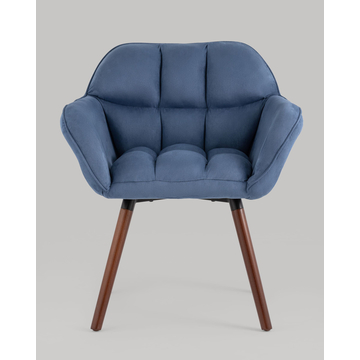 Кресло Брайан глубокий синий на деревянных ножках
