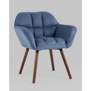 Кресло Брайан глубокий синий на деревянных ножках