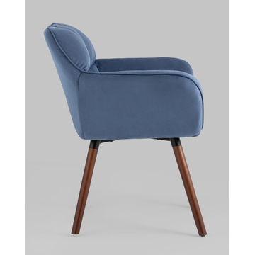 Кресло Брайан глубокий синий на деревянных ножках