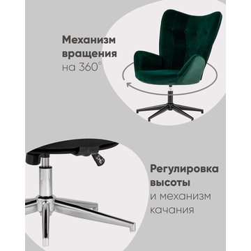 Кресло мягкое крутящееся Филадельфия велюр черный