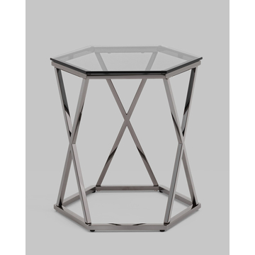 Журнальный столик Круз 48*42 стекло smoke сталь темный хром