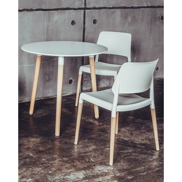 Стул BISTRO белый пластик ножки из дерева