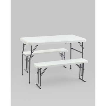 Комплект раскладного стола и двух скамеек Кейт белый